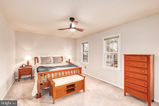 5580 Ann Peake Dr, Fairfax, VA 22032 - bedroom featuring baseboards, a ceiling fan, and light colored carpet