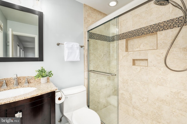 5580 Ann Peake Dr, Fairfax, VA 22032 - bathroom with toilet, vanity, and a stall shower