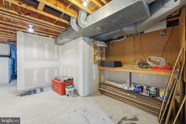 view of unfinished basement