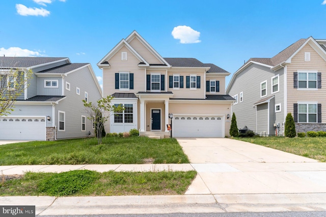 4507 Shakespeare Cir, White Plains, MD 20695 - traditional-style house featuring a garage, a front lawn, and driveway