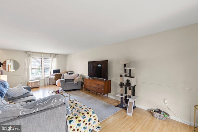 living room with wood finished floors and baseboards