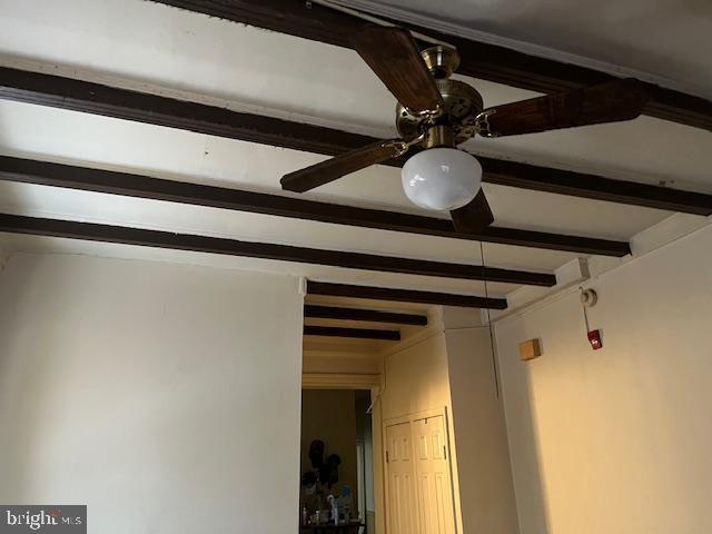 4900 N 11th St, Philadelphia, PA 19141 - room details with ceiling fan and beam ceiling