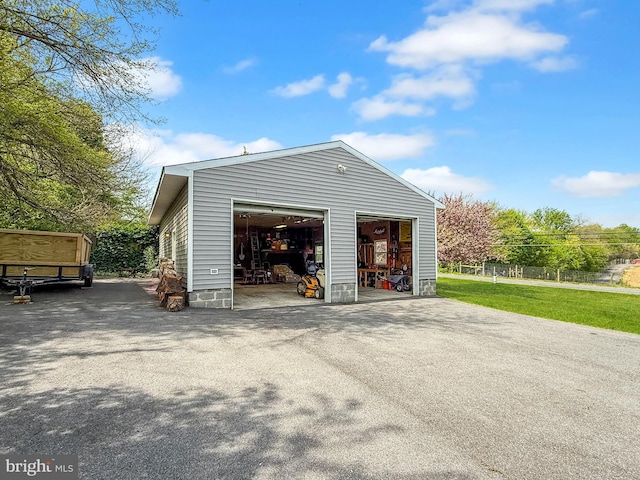 view of detached garage