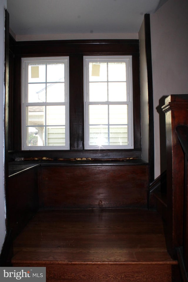 408 Prince George St, Cumberland, MD 21502 - kitchen with dark countertops, dark wood-style floors, and dark brown cabinets