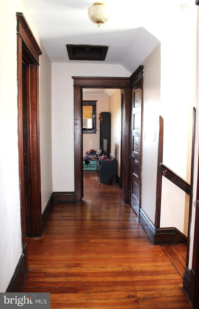 408 Prince George St, Cumberland, MD 21502 - corridor featuring wood finished floors, baseboards, and lofted ceiling