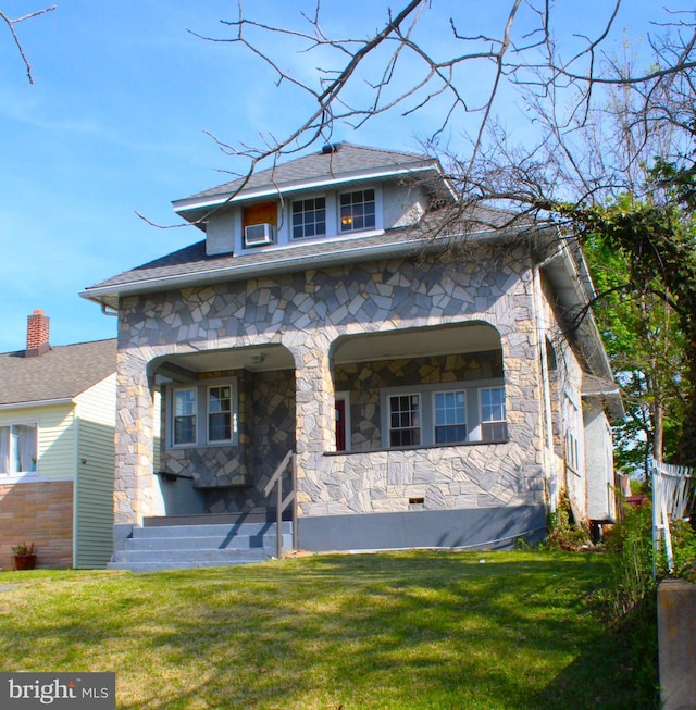 408 Prince George St, Cumberland, MD 21502 - view of front of home with stone siding and a front yard