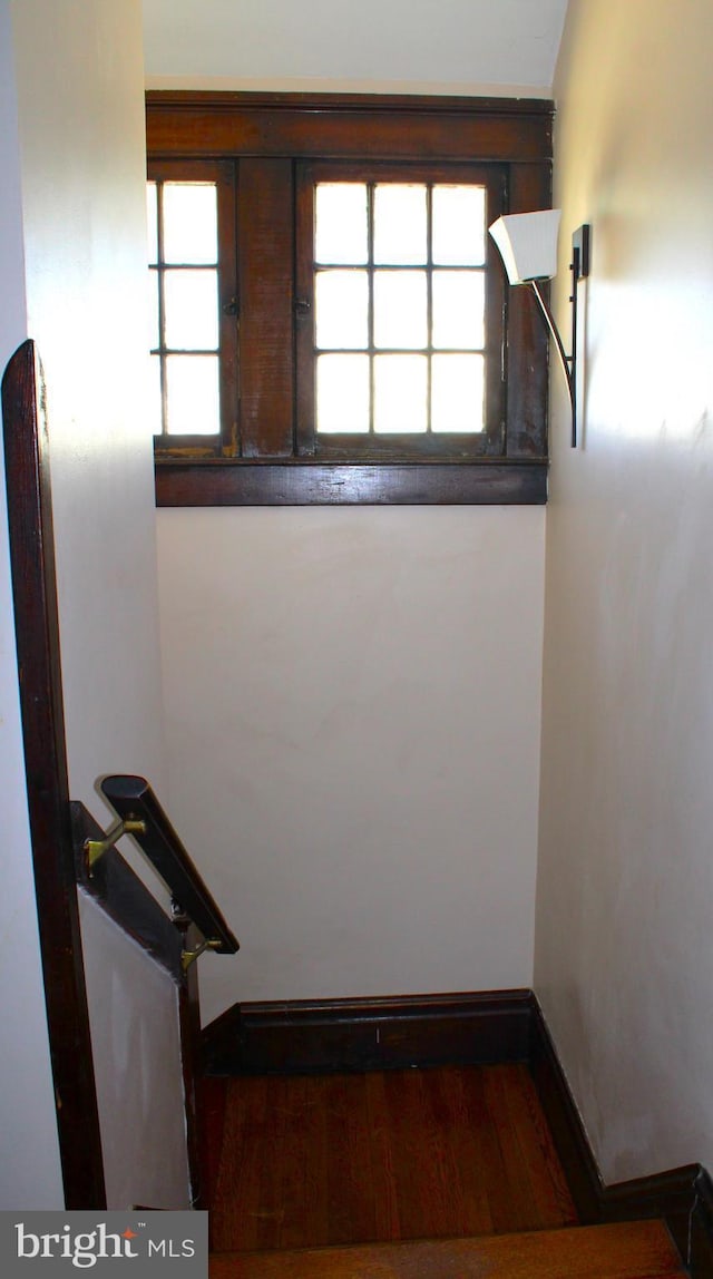408 Prince George St, Cumberland, MD 21502 - stairway with wood finished floors and baseboards