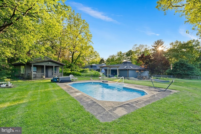 2436 Warm Springs Rd, Shenandoah Junction, WV 25442 - outdoor pool with a pergola, view of wooded area, and a patio area
