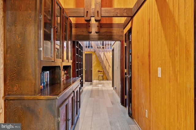 2436 Warm Springs Rd, Shenandoah Junction, WV 25442 - hallway with wood walls and wood finished floors