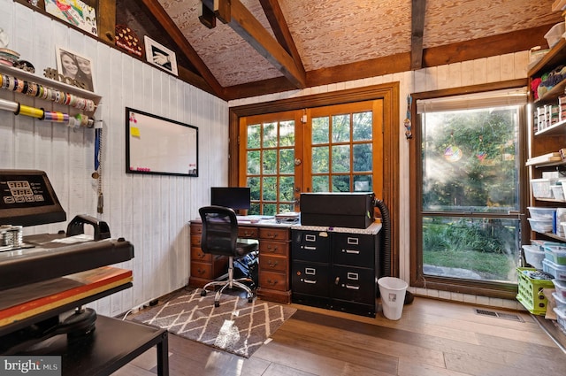 2436 Warm Springs Rd, Shenandoah Junction, WV 25442 - office space with hardwood / wood-style flooring and wooden walls