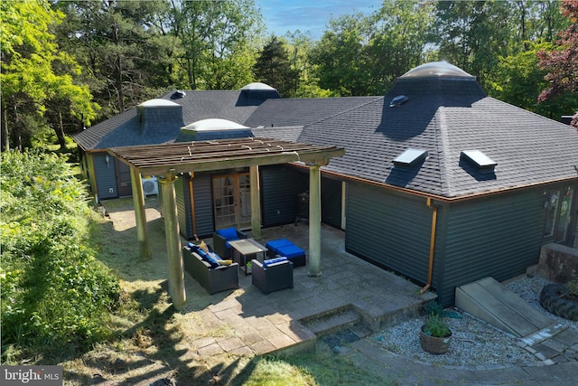 2436 Warm Springs Rd, Shenandoah Junction, WV 25442 - rear view of property featuring a patio, outdoor lounge area, and roof with shingles