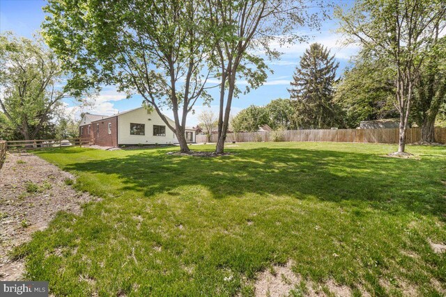 view of yard with a fenced backyard