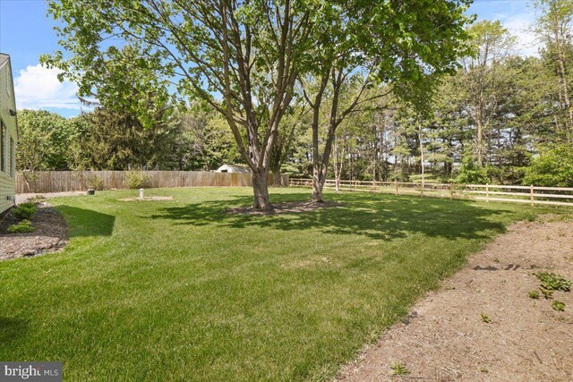 view of yard with a fenced backyard