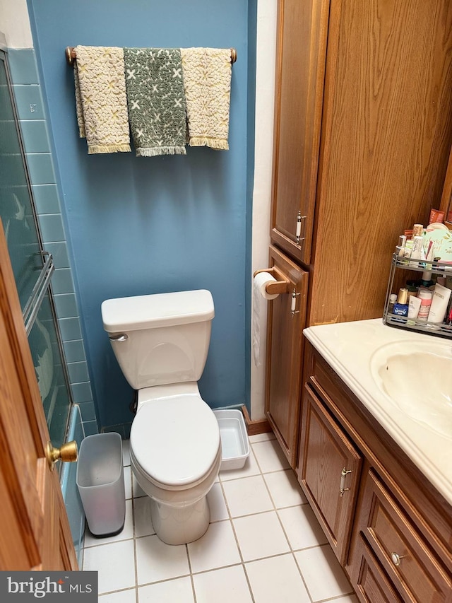9881 Clark St, Philadelphia, PA 19115 - bathroom with tile patterned flooring, an enclosed shower, toilet, and vanity