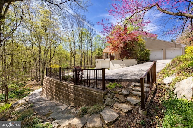 wooden deck with driveway