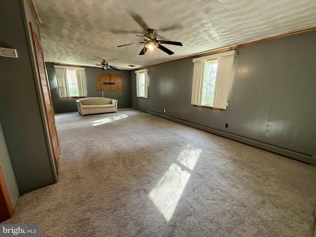 interior space featuring carpet floors and crown molding