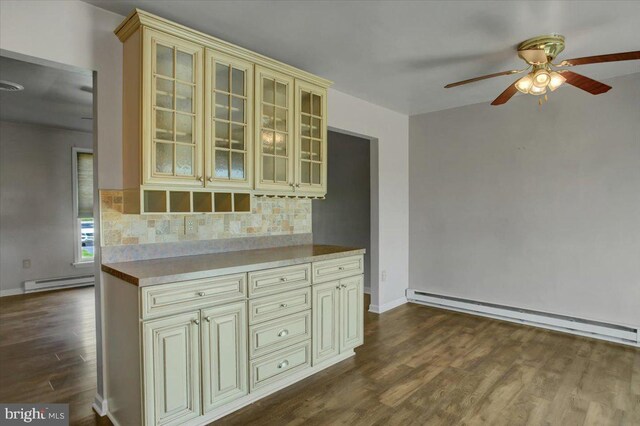 2284 Pine Rd, Newville, PA 17241 - kitchen with a baseboard heating unit, cream cabinetry, and ceiling fan