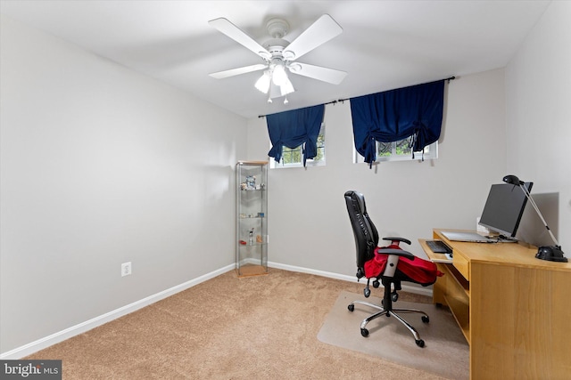 6780 Hollow Glen Ct, Gainesville, VA 20155 - home office with carpet floors, baseboards, and a ceiling fan