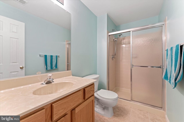 6780 Hollow Glen Ct, Gainesville, VA 20155 - full bathroom with toilet, vanity, a stall shower, and tile patterned floors
