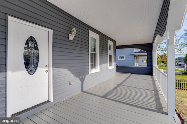 deck featuring a porch