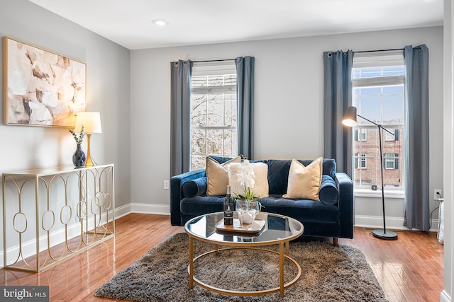 2738 Tilton St, Philadelphia, PA 19134 - living room with baseboards, a healthy amount of sunlight, and wood finished floors