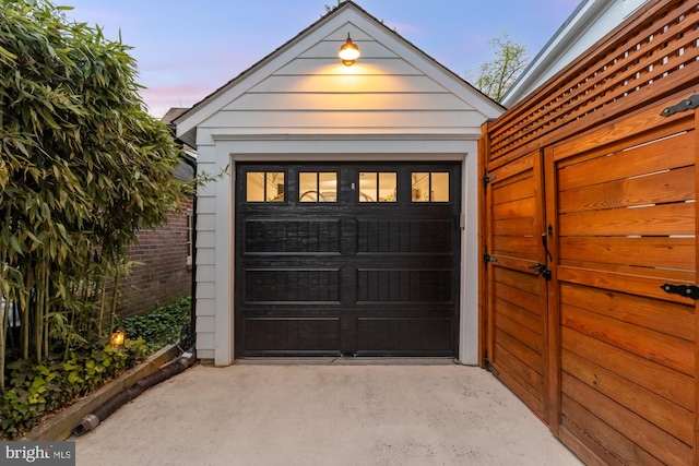 garage with driveway