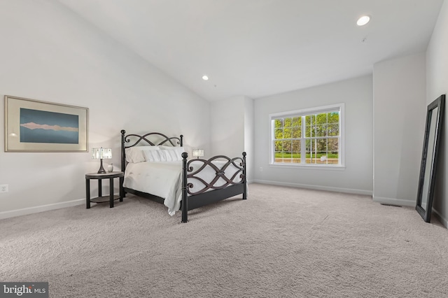 3419 Pocahontas Dr, Edgewater, MD 21037 - bedroom with recessed lighting, baseboards, lofted ceiling, and carpet