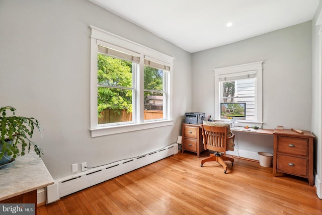 3213 Jocelyn St NW, Washington, DC 20015 - office featuring baseboard heating, light wood-style flooring, and recessed lighting