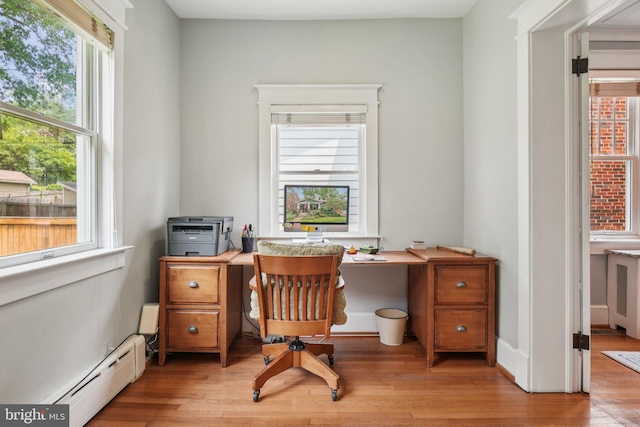 3213 Jocelyn St NW, Washington, DC 20015 - office featuring a baseboard radiator, light wood finished floors, and radiator