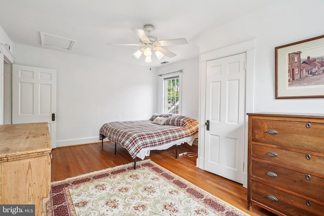 3213 Jocelyn St NW, Washington, DC 20015 - bedroom featuring wood finished floors, attic access, and ceiling fan
