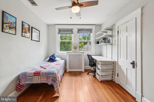 3213 Jocelyn St NW, Washington, DC 20015 - bedroom featuring a desk, light wood-style flooring, and a ceiling fan