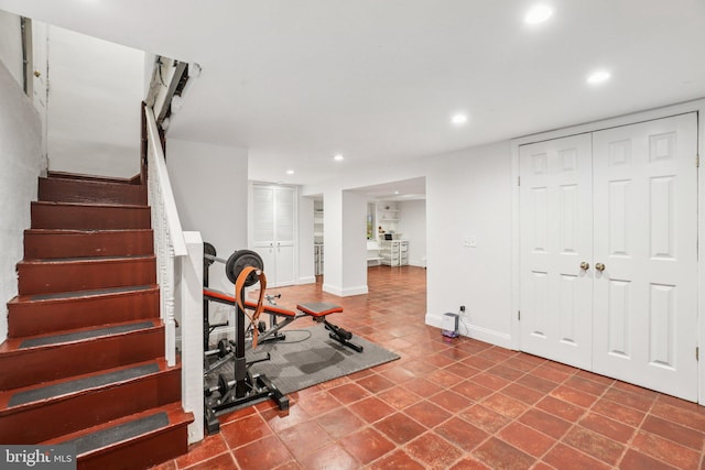 3213 Jocelyn St NW, Washington, DC 20015 - workout area with recessed lighting and tile patterned flooring