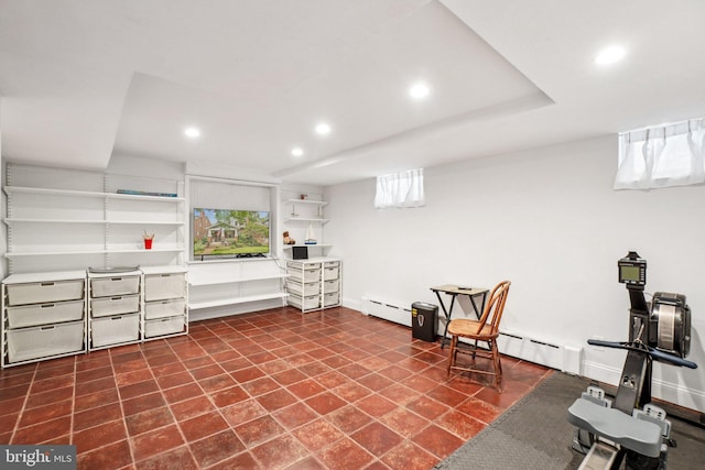 3213 Jocelyn St NW, Washington, DC 20015 - exercise room with recessed lighting and a baseboard heating unit