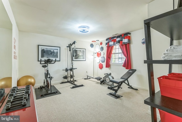 705 Hope Ln, Gaithersburg, MD 20878 - workout area featuring baseboards and carpet