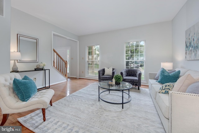 13434 Fairland Park Dr, Silver Spring, MD 20904 - living area featuring stairs and wood finished floors