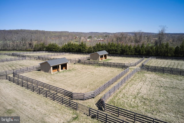 2727 Aquetong Rd, New Hope, PA 18938 - view of yard with an enclosed area, a rural view, an outdoor structure, and an exterior structure