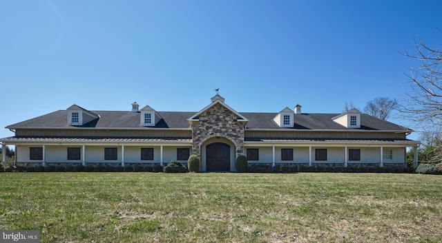 2727 Aquetong Rd, New Hope, PA 18938 - farmhouse featuring a front lawn, stucco siding, and stone siding