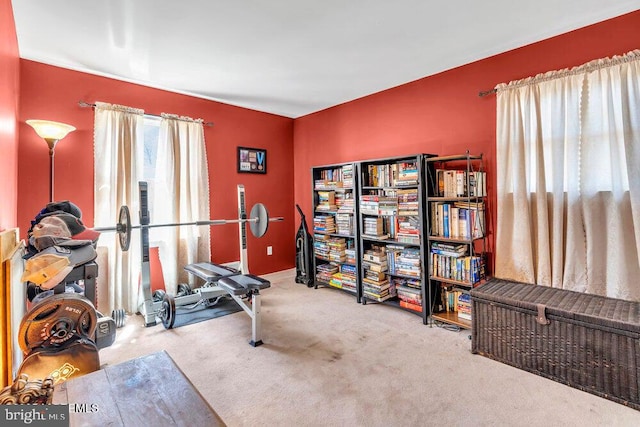 exercise area with carpet