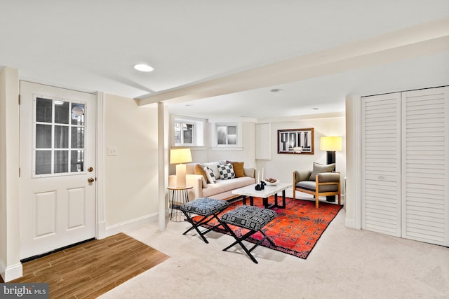119 Seaton Pl NW, Washington, DC 20001 - living room featuring wood finished floors, baseboards, and recessed lighting