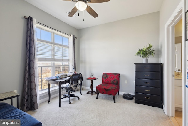 820 Belmont Bay Dr Unit 405, Woodbridge, VA 22191 - carpeted home office featuring ceiling fan and baseboards