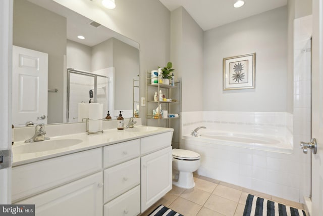 820 Belmont Bay Dr Unit 405, Woodbridge, VA 22191 - full bathroom with tile patterned flooring, a garden tub, a sink, and a stall shower