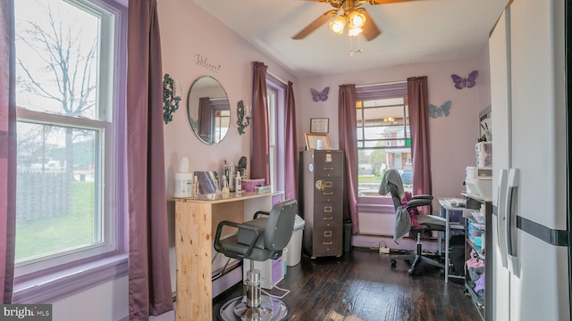 718 Walnut St, Royersford, PA 19468 - office with plenty of natural light, dark wood-type flooring, and a ceiling fan
