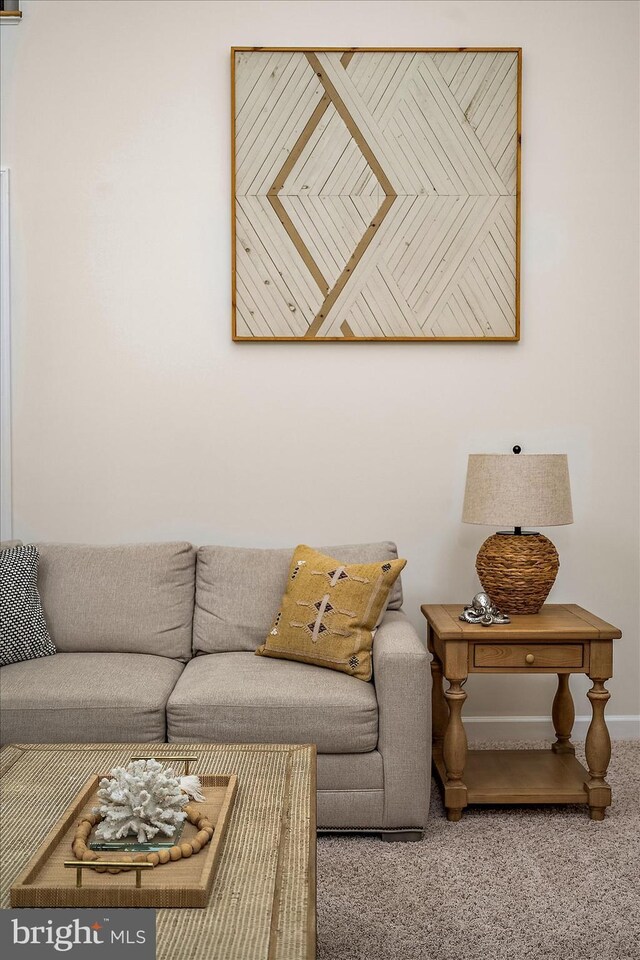 living room featuring carpet