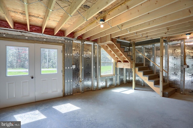 3497 New Lancaster Valley Rd, Milroy, PA 17063 - below grade area featuring a healthy amount of sunlight, stairs, and french doors