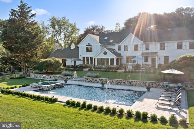 exterior space featuring a lawn