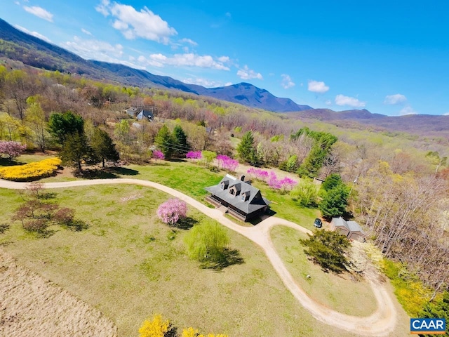72 Katies Way, Nellysford, VA 22958 - aerial view featuring a wooded view and a mountain view