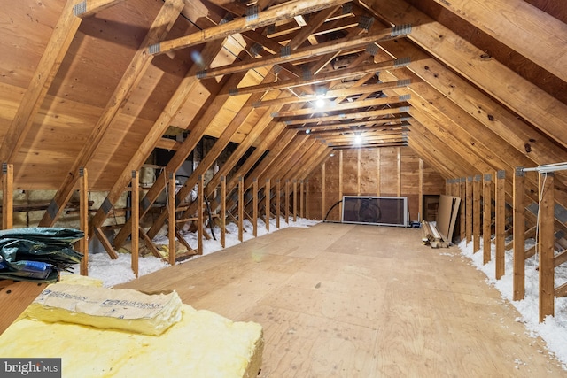 view of unfinished attic