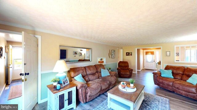1550 Beacon St, Keyser, WV 26726 - living area with baseboards, a textured ceiling, and wood finished floors