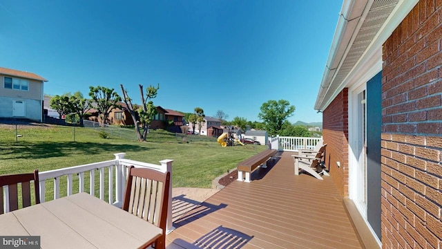1550 Beacon St, Keyser, WV 26726 - wooden terrace featuring a lawn, a residential view, and outdoor dining space