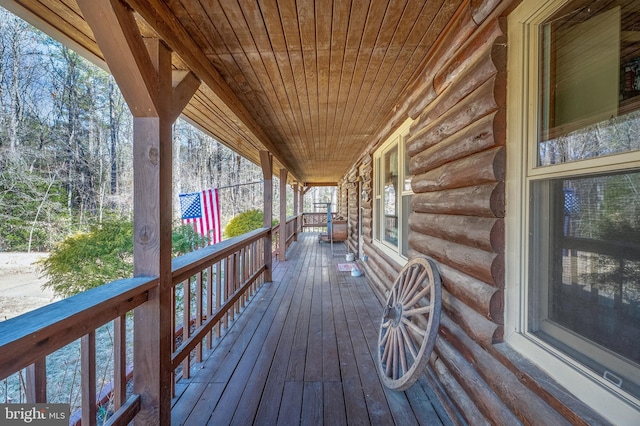 wooden deck featuring a porch
